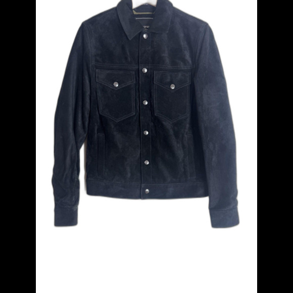 Todd Snyder Jacket Mens XS Black Suede Dylan Calf Leather Trucker Snap - Picture 5 of 16